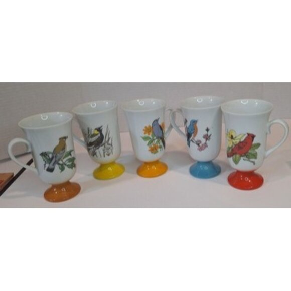 Fred Roberts Song Bird Footed Cup Vtg Japan Irish Coffee Hot Chocolate Mug - Picture 1 of 16